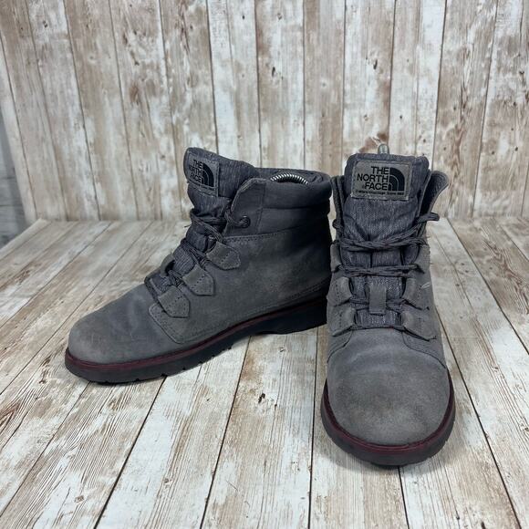 The North Face Gray Suede Leather Ankle Boots‎ Womens Hiking Casual Shoes - Picture 5 of 8